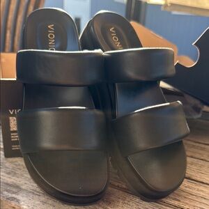 Vionic Double Strap Black Slides